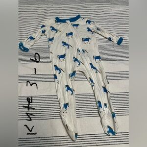 Fair Condition Kyte Baby Blue Horses Zippy, Sz 3-6 Mo